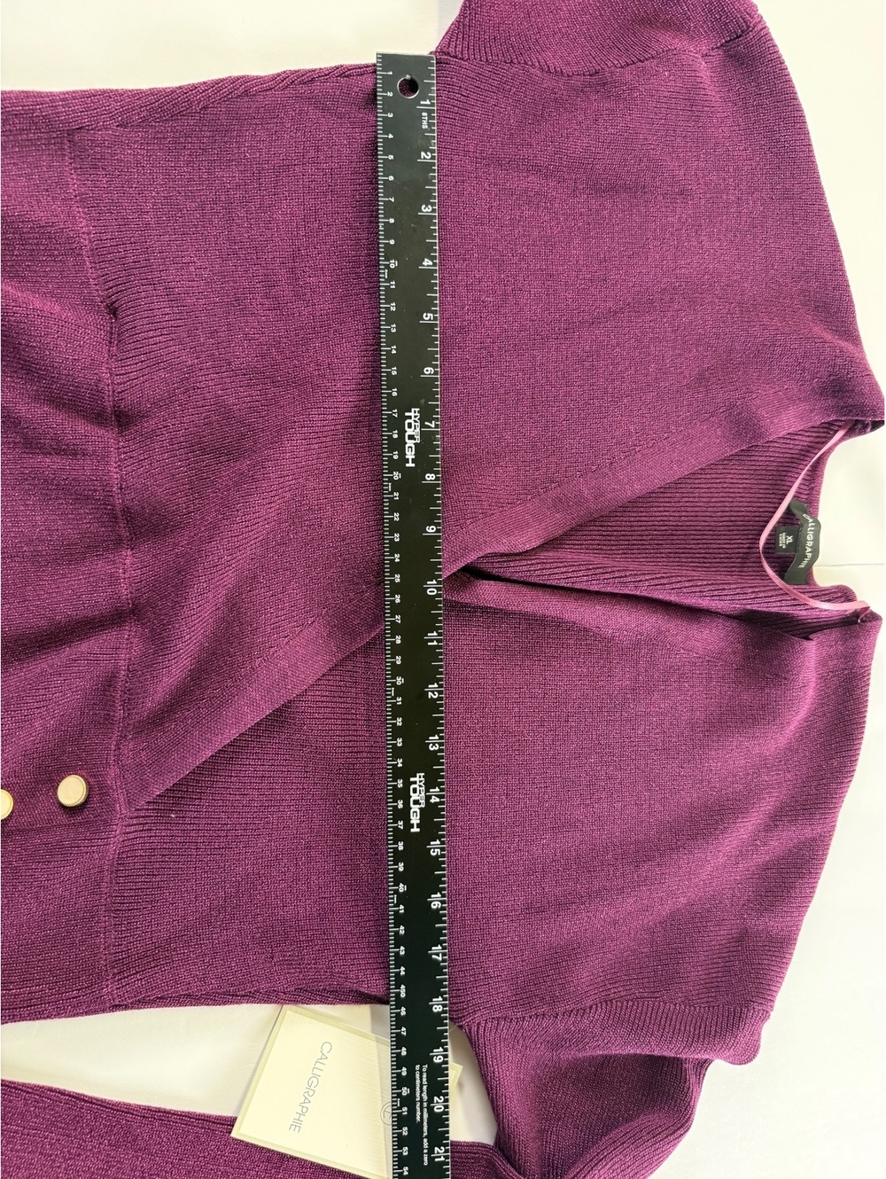 Calligraphie Women XL Plum Metallic Lurex Wrap Peplum Sweater Top NWT - Picture 9 of 9
